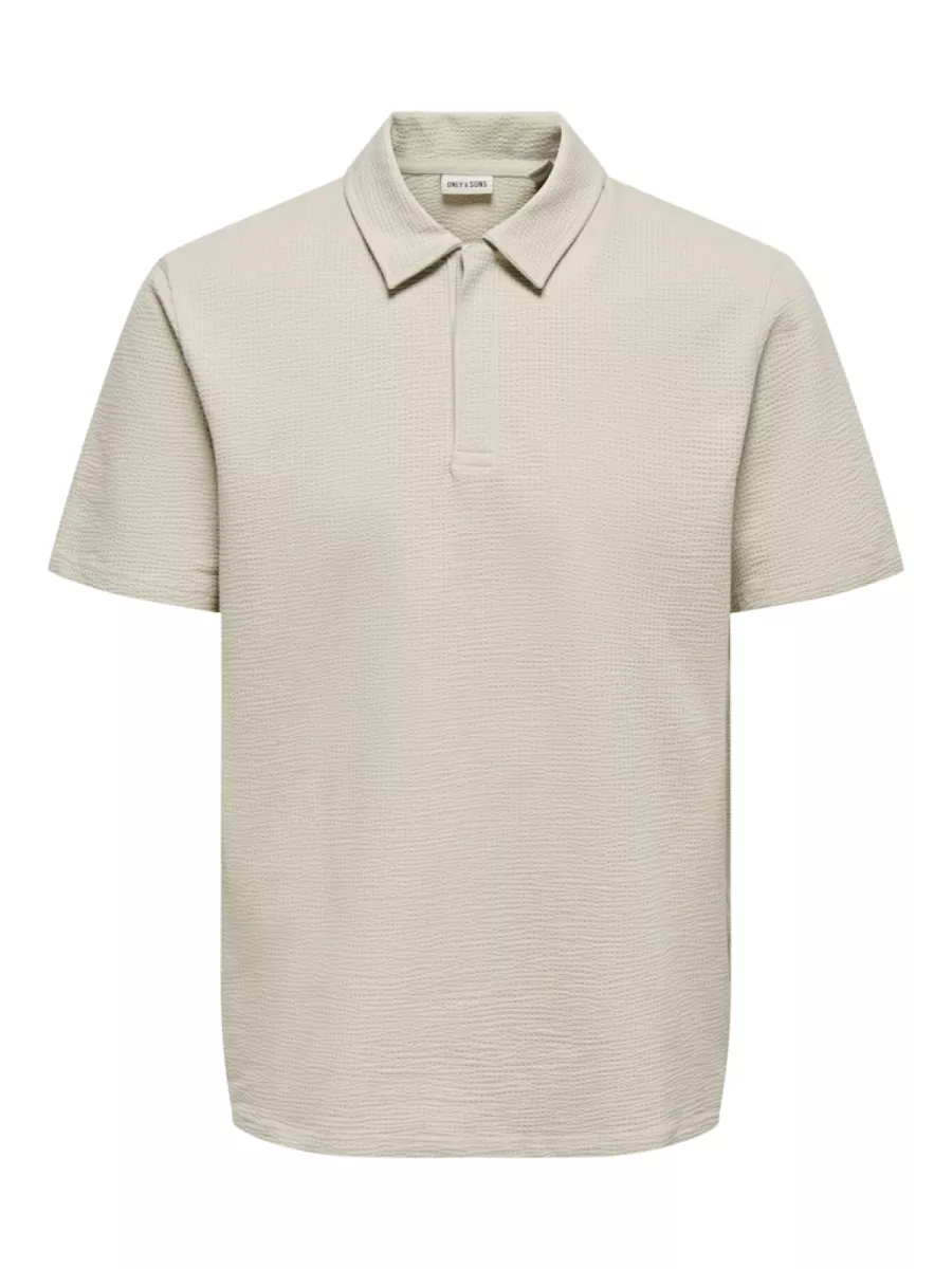 SONS-ONSKIAN LIFE REG SEERSUCKER SS POLO-22028694-Silver lining-ZILVER GRIJS