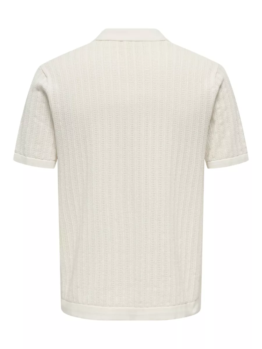 SONS-ONSMOON REG 12 SS POLO KNIT-22032760-Egret-CREME