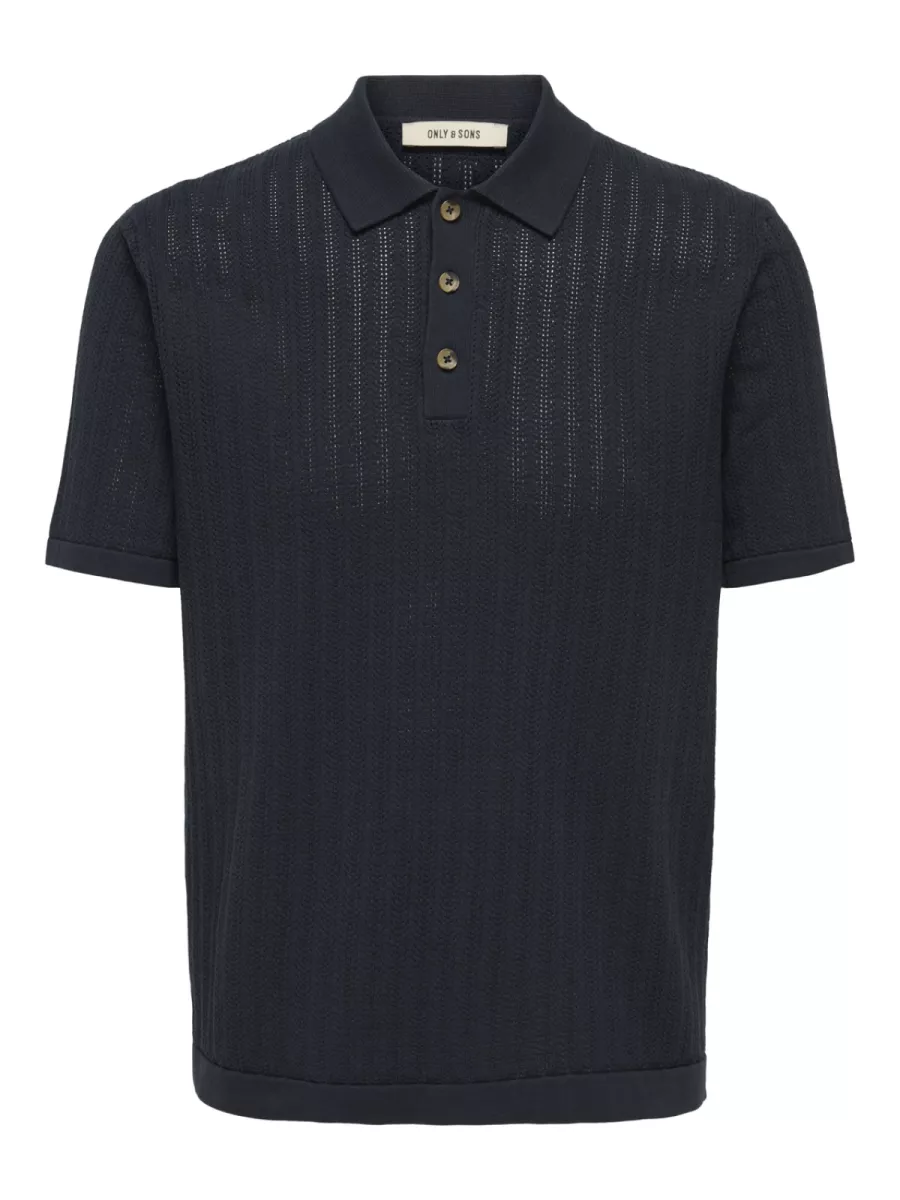 SONS-ONSMOON REG 12 SS POLO KNIT NOOS-22032760-Black-BLACK