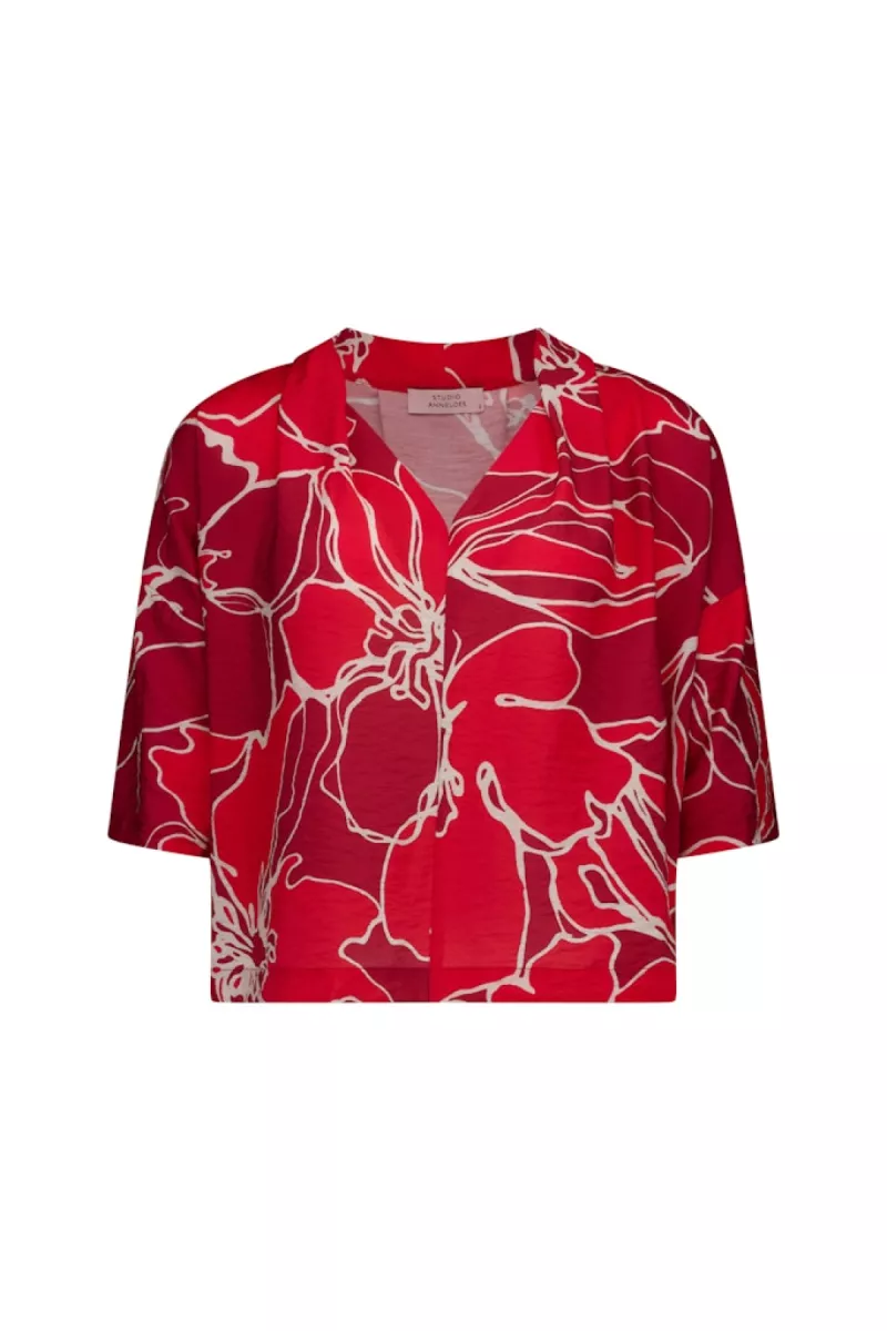 STUDIO ANNELOES-Eva flower top-13663-4028 ruby red/coral red-ROOD