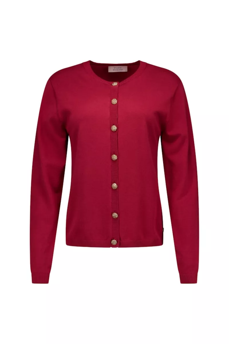 STUDIO ANNELOES-Jerry cardigan-13693-4000 Ruby red-ROOD