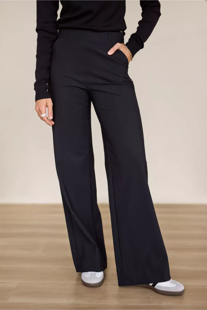 STUDIO ANNELOES-Lexie bonded trousers-94779-9000 black-ZWART