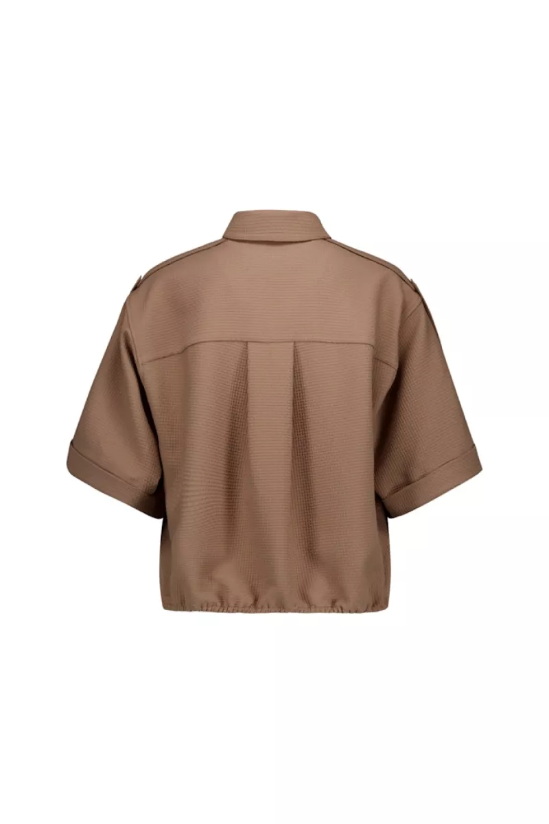 STUDIO ANNELOES-Nellie waffle blouse-13666-2200 Latte-CAFE