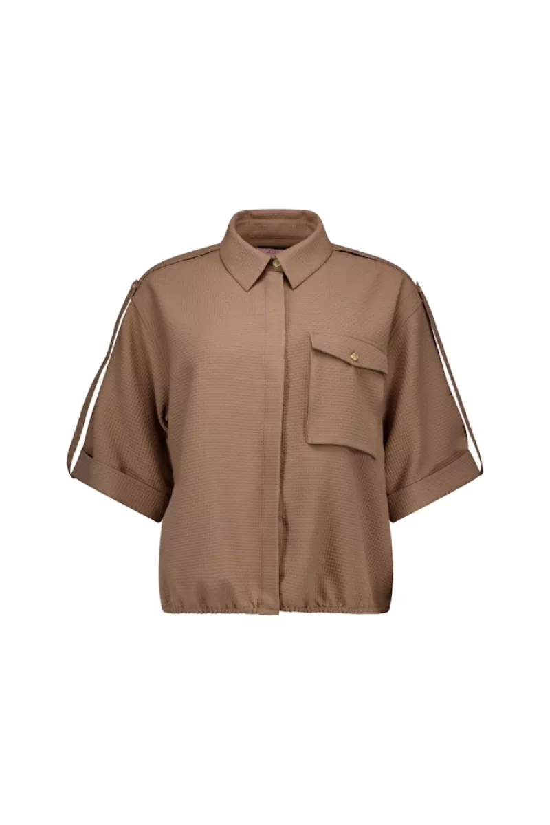 STUDIO ANNELOES-Nellie waffle blouse-13666-2200 Latte-CAFE