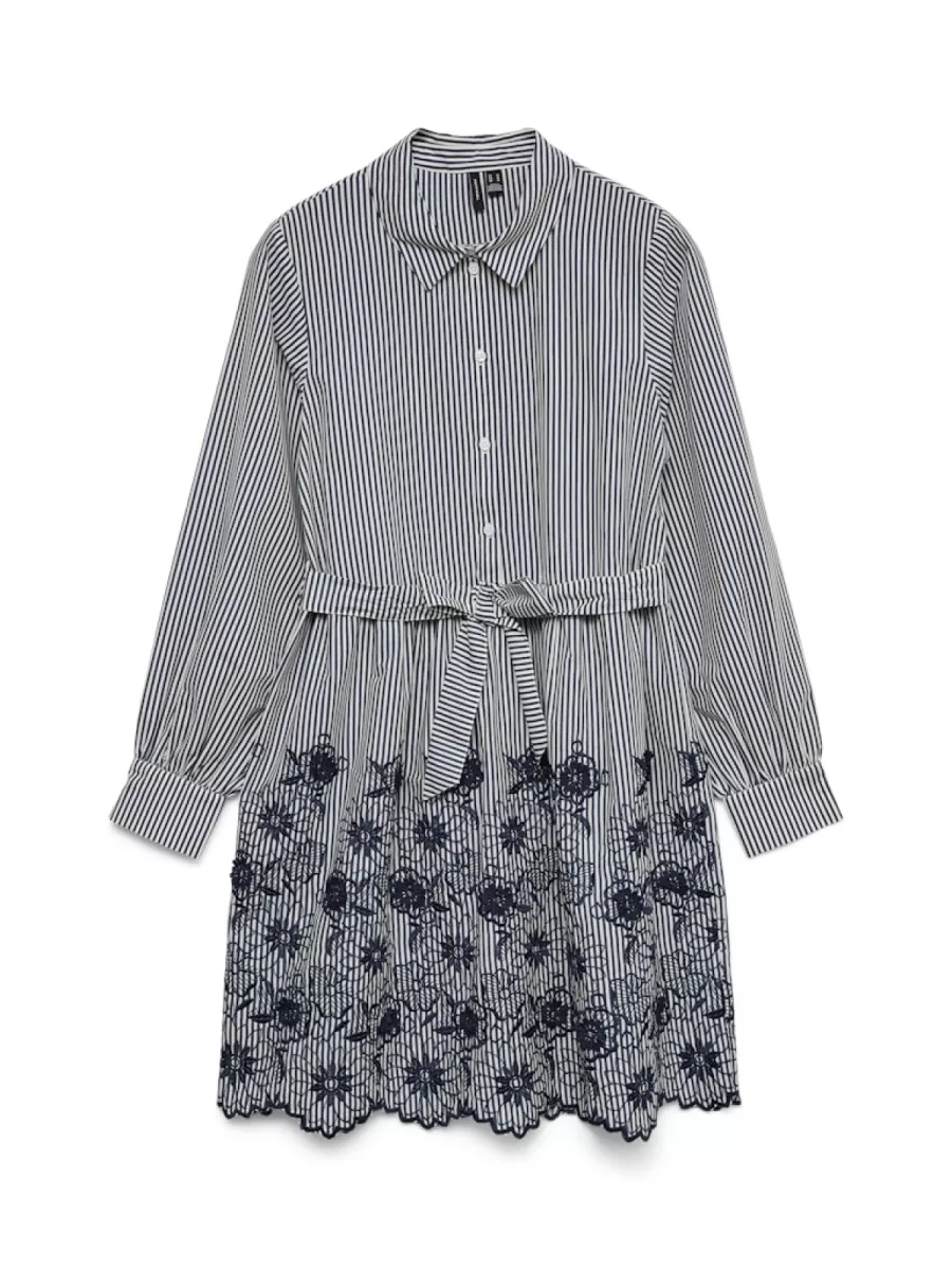 VERO MODA-VMMARY LS SHORT EMB DRESS WVN GA-10340575-Cloud Dancer-CREME