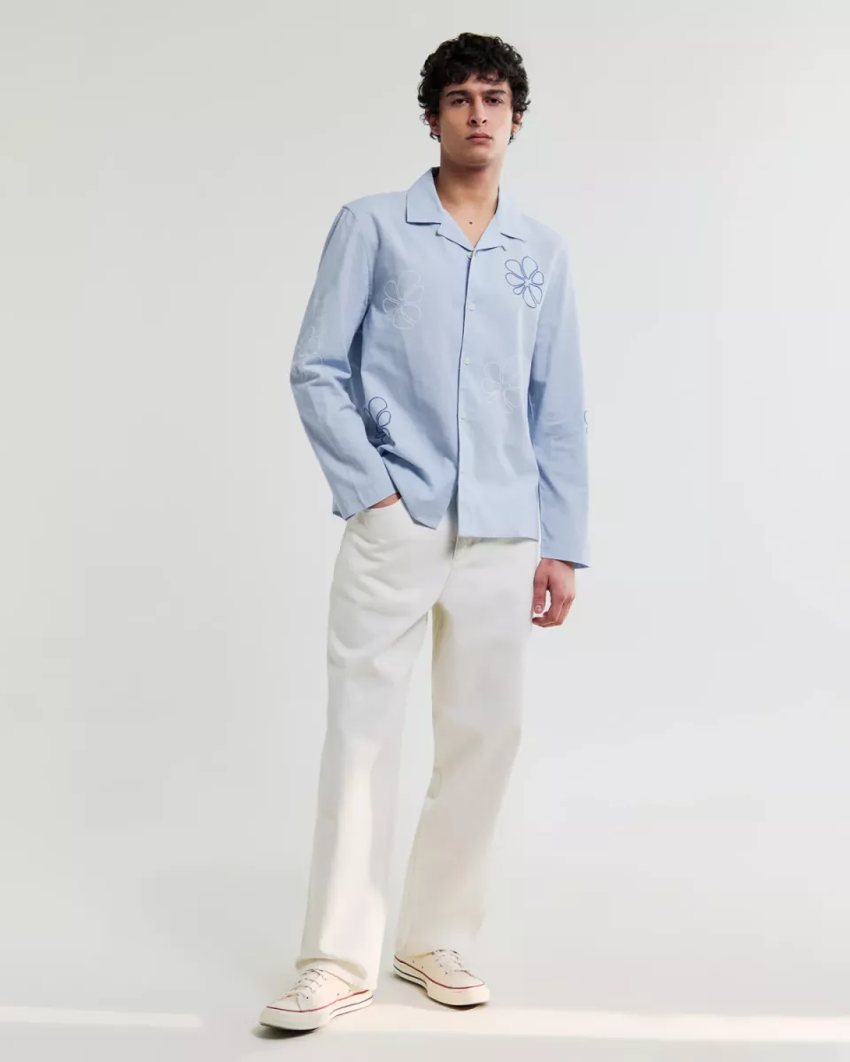 Wax London--Corey ls shirt-Blue-BLAUW