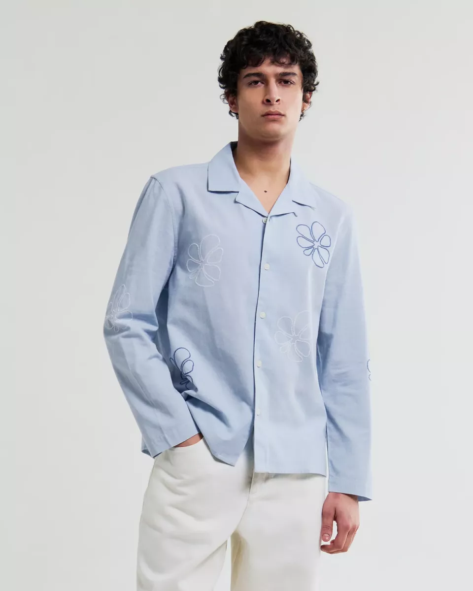 Wax London--Corey ls shirt-Blue-BLAUW