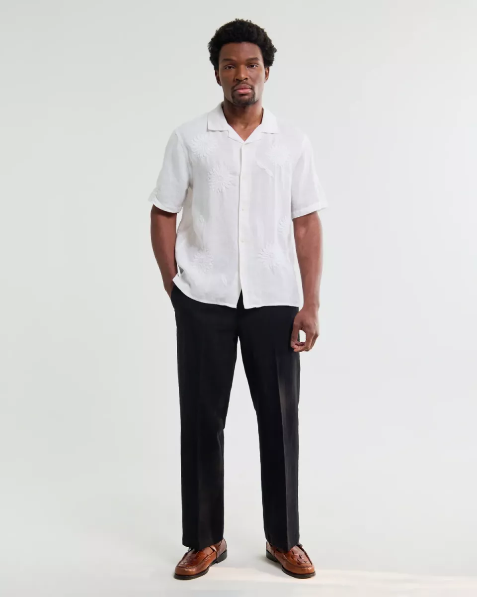 Wax London--Didcot ss shirt-Chunky flower-WIT