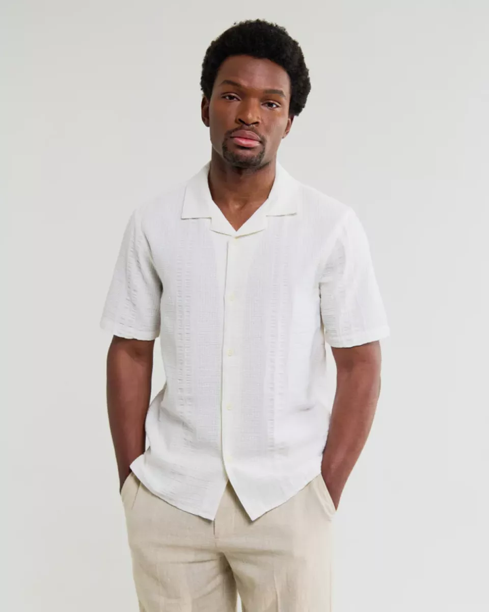 Wax London--Didcot ss shirt-Ecru-ECRU