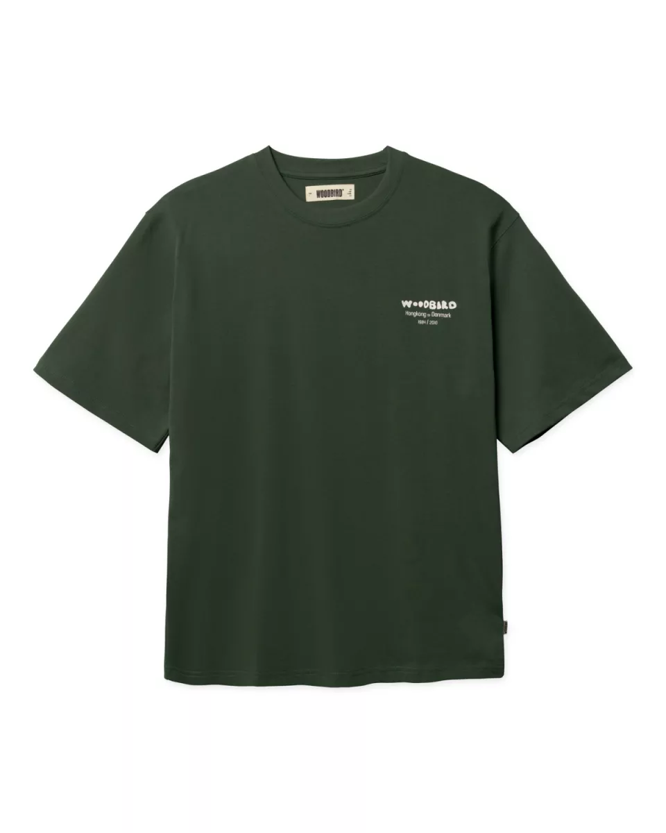 Woodbird-Baine wok tee-2616-402-Pine green-GROEN