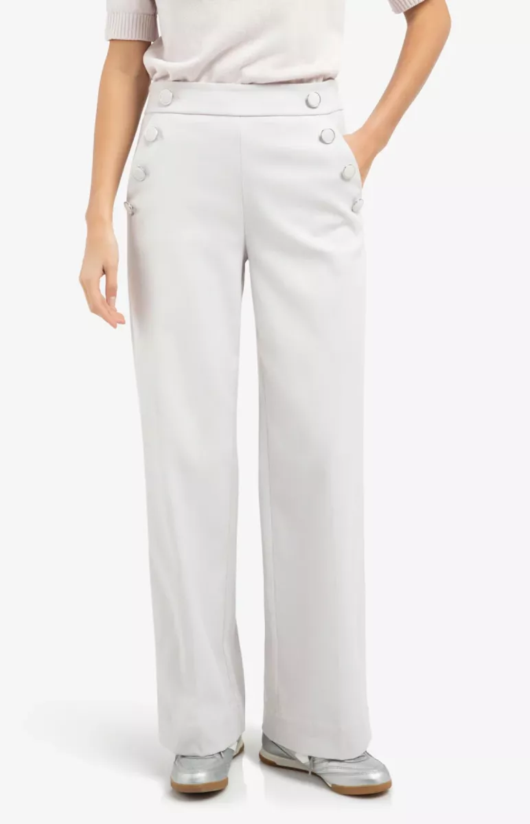 YAYA-Broek met sierknopen; Polyester/Cotton/Rayon Silk/Elastan; 30005-01-301245-603-30005-LICHT-/PAREL GRIJS
