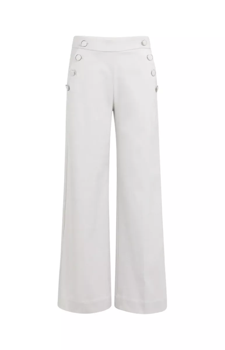 YAYA-Broek met sierknopen; Polyester/Cotton/Rayon Silk/Elastan; 30005-01-301245-603-30005-LICHT-/PAREL GRIJS