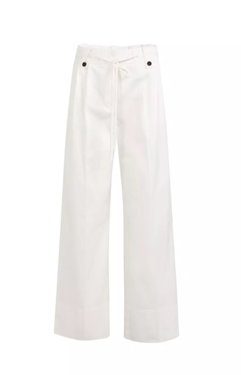 YAYA-Geweven broek met strikkoord; Cotton/Elastane; 99049-01-301246-603-99049-OFF WHITE