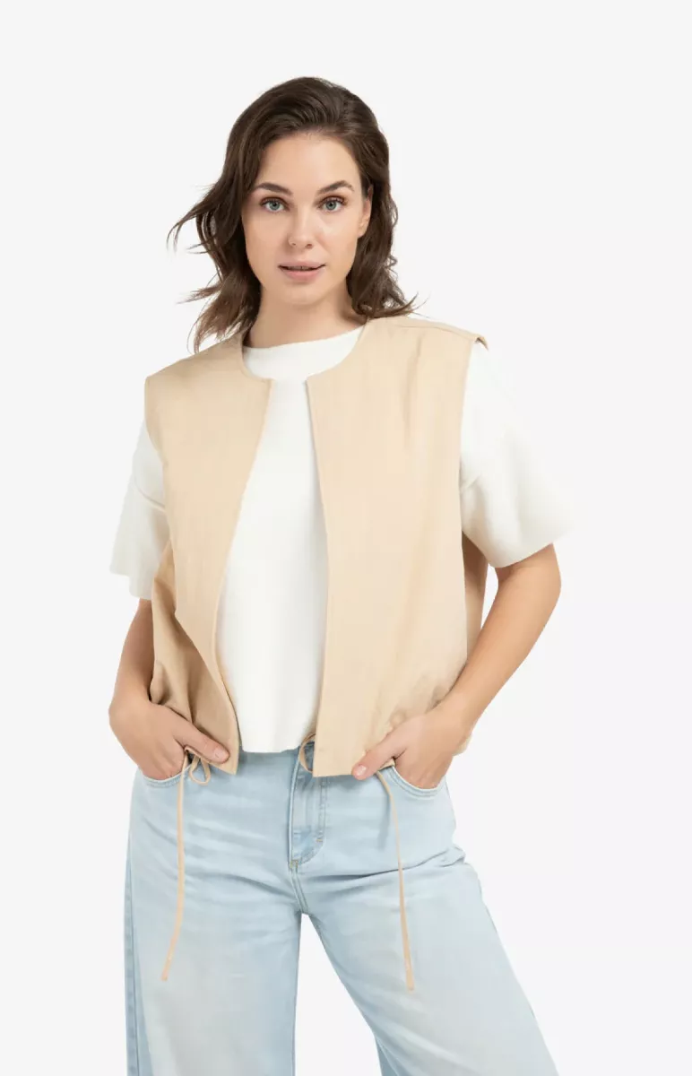 yaya-mouwloos-zomerjack-polyamide-cotton-99052-02-021007-603-99052-beige-1 YAYA-Mouwloos zomerjack; Polyamide/Cotton; 99052-02-021007-603-99052-BEIGE