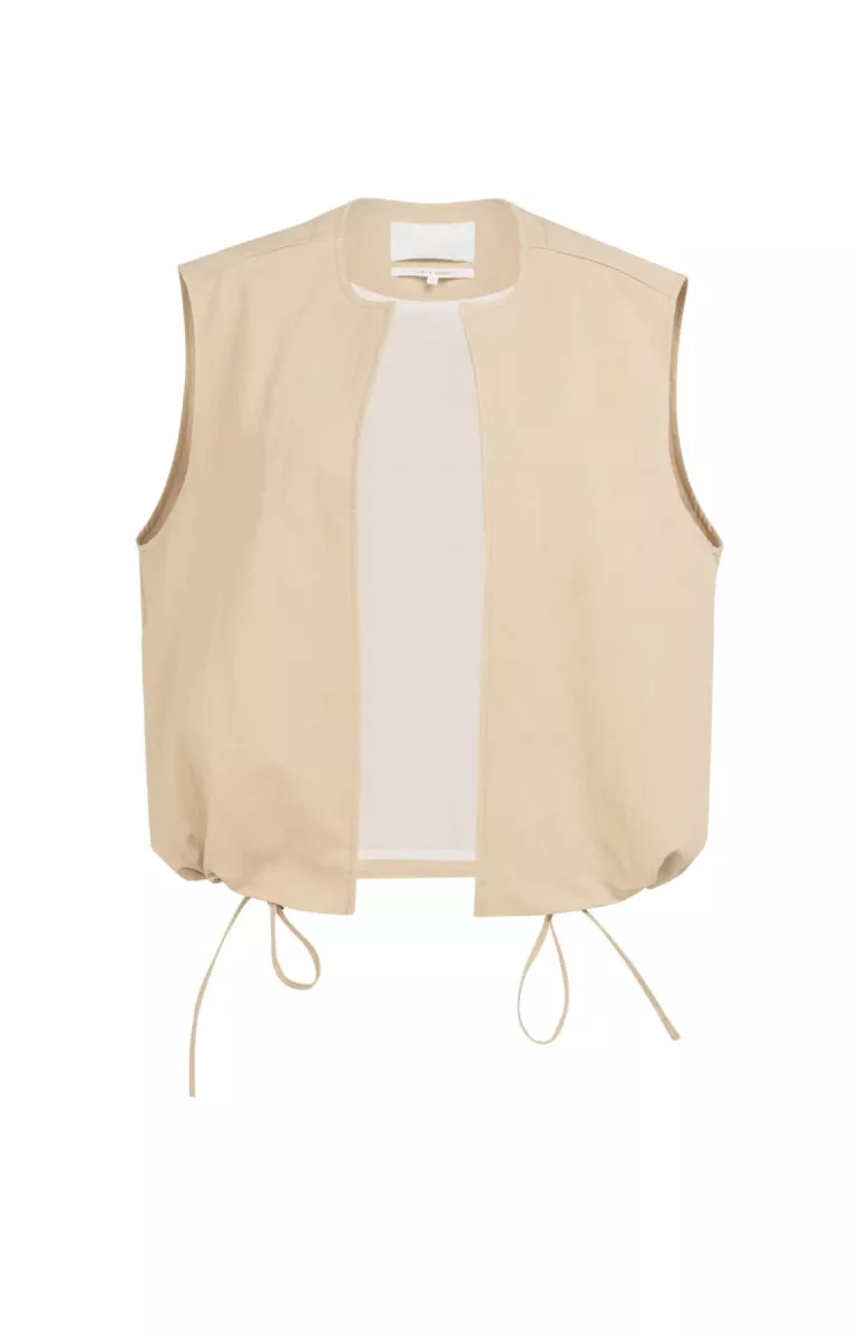 YAYA-Mouwloos zomerjack; Polyamide/Cotton; 99052-02-021007-603-99052-BEIGE