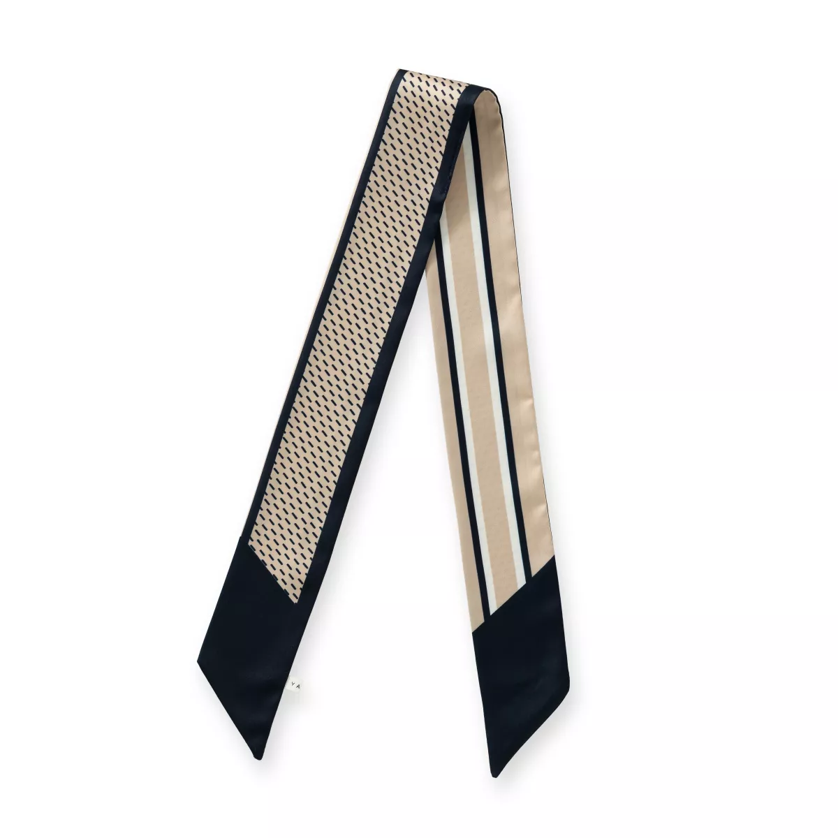 YAYA-Small Woven Scarf With Print And Contrasting-03-501048-603-939231 Navy Blazer Dessin-BLAUW COMBINATIE