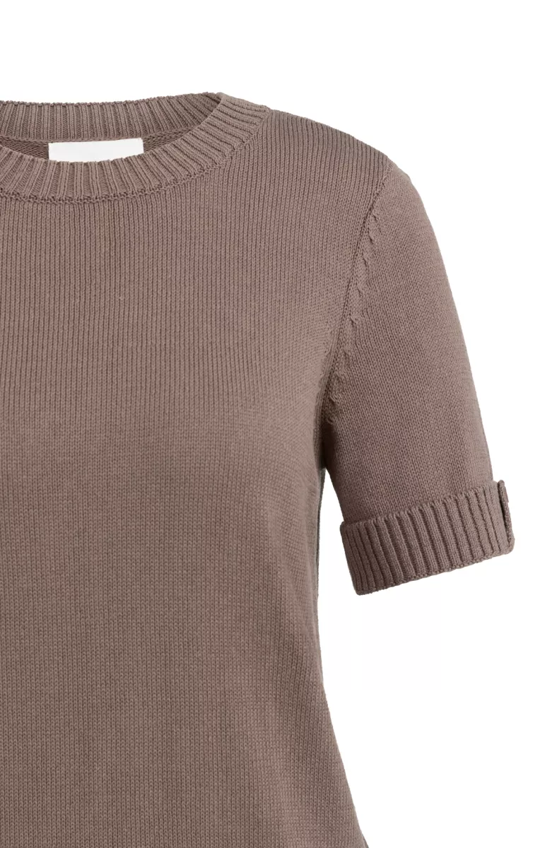 YAYA-Trui met omslagmouwen; Cotton/Modal/Linen; 81312-01-000574-603-81312-TAUPE