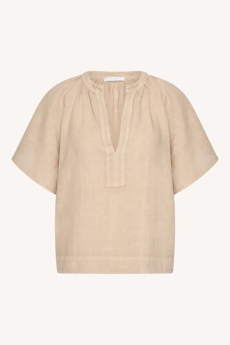 By-bar-Vina Linen Blouse-26112040-730 Biscuit-ZAND