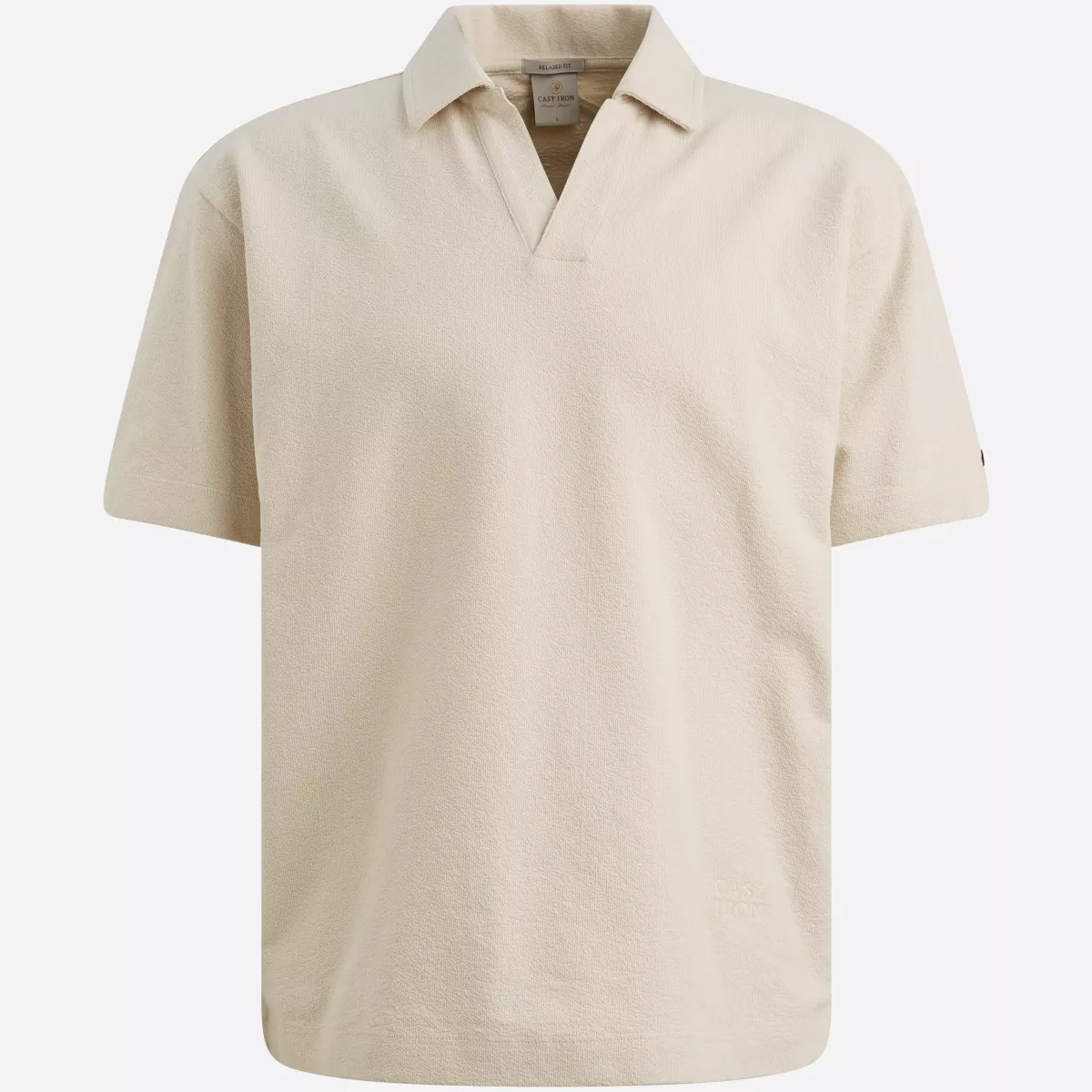 CAST IRON-Short sleeve polo relaxed fit stru-CPSS2604895-7014 Silver birch-LICHT-/PAREL GRIJS