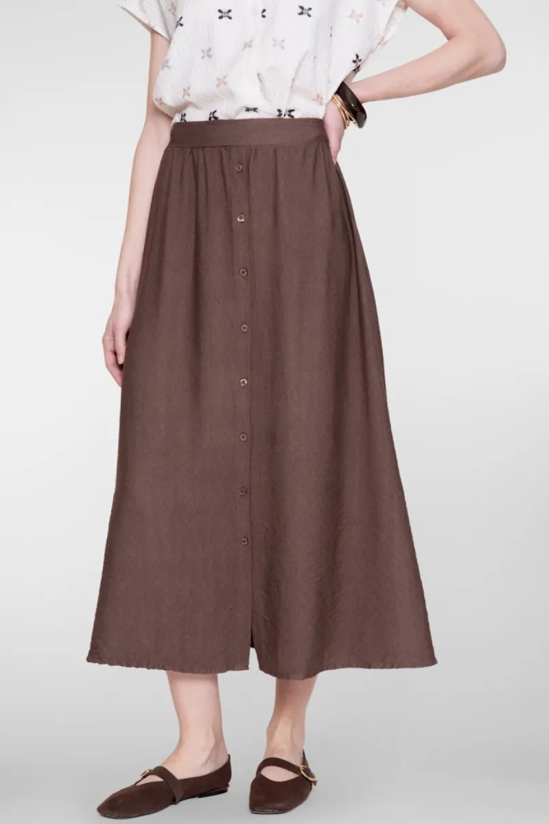 GEISHA-Skirt long solid-66340-70-775 Brown-ZAND
