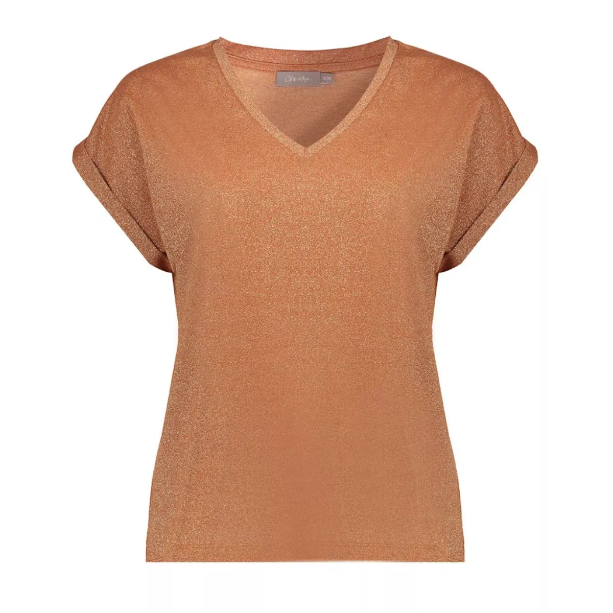 GEISHA-T-shirt lurex v-neck-62351-24-202 Ginger-CREME
