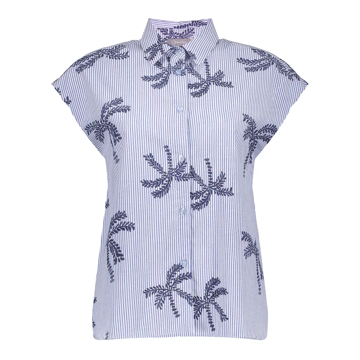 GEISHA-Top stripes & palmtree-63383-70-625 Blue/off-white-BLAUW