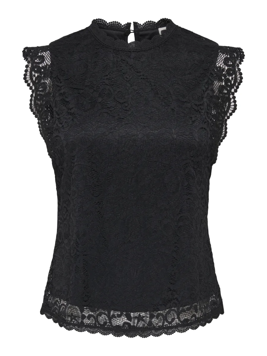 JDY-JDYLOTAS S/L LACE TOP JRS-15371696-Black-BLACK