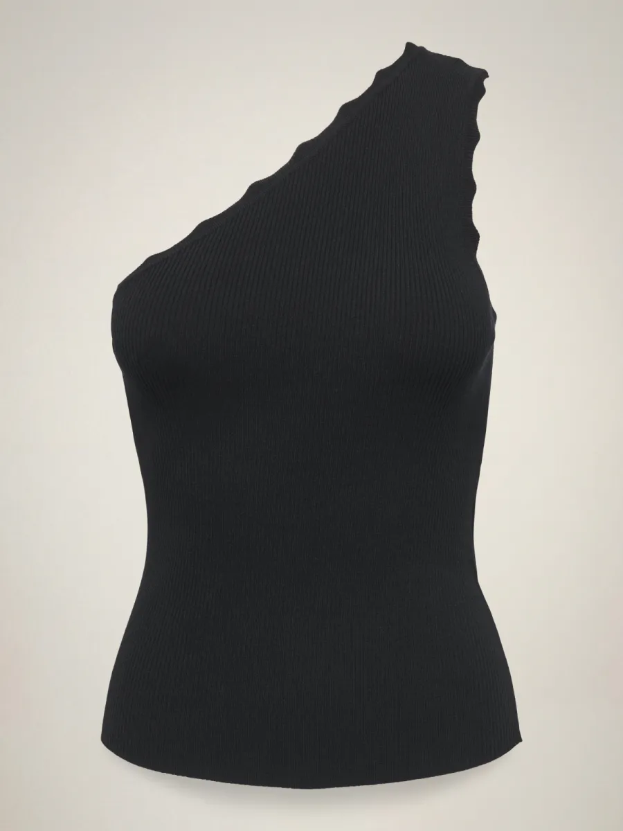 JDY-JDYLOU S/L ONESHOULDER SCALLOP TOP-15373858-Black-BLACK