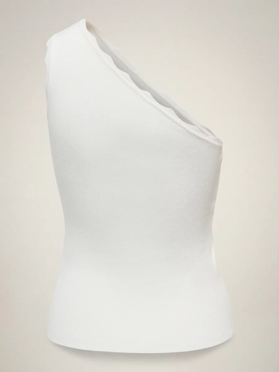 JDY-JDYLOU S/L ONESHOULDER SCALLOP TOP-15373858-Cloud Dancer-CREME