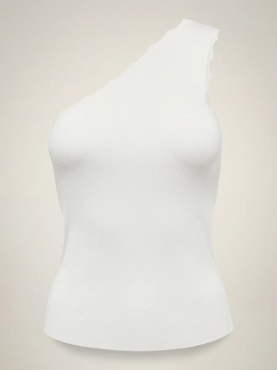 JDY-JDYLOU S/L ONESHOULDER SCALLOP TOP-15373858-Cloud Dancer-CREME