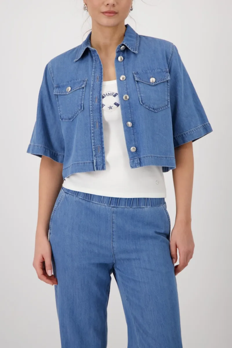 Monari-Jeans jacket with flap pockets-410669-750 Jeans-DENIM