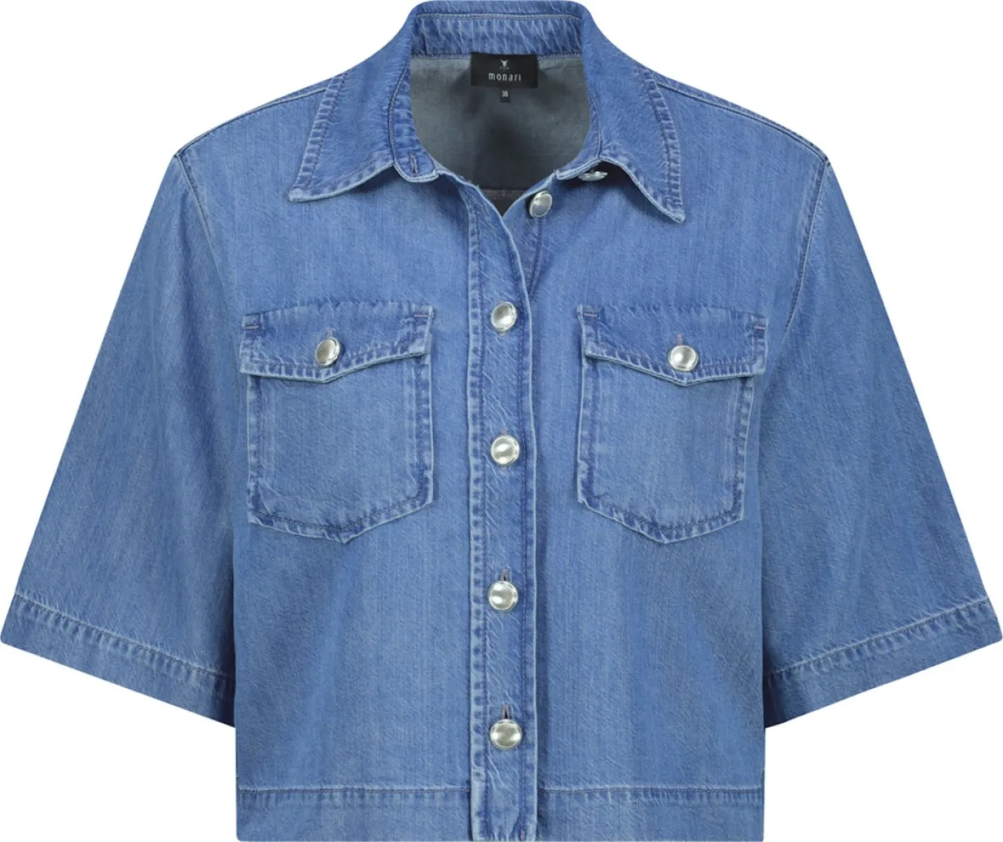 Monari-Jeans jacket with flap pockets-410669-750 Jeans-DENIM