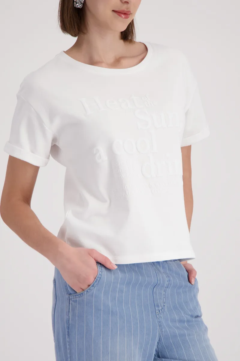 Monari-Sweatshirt with toned lettering-410973-105 Cream-CREME