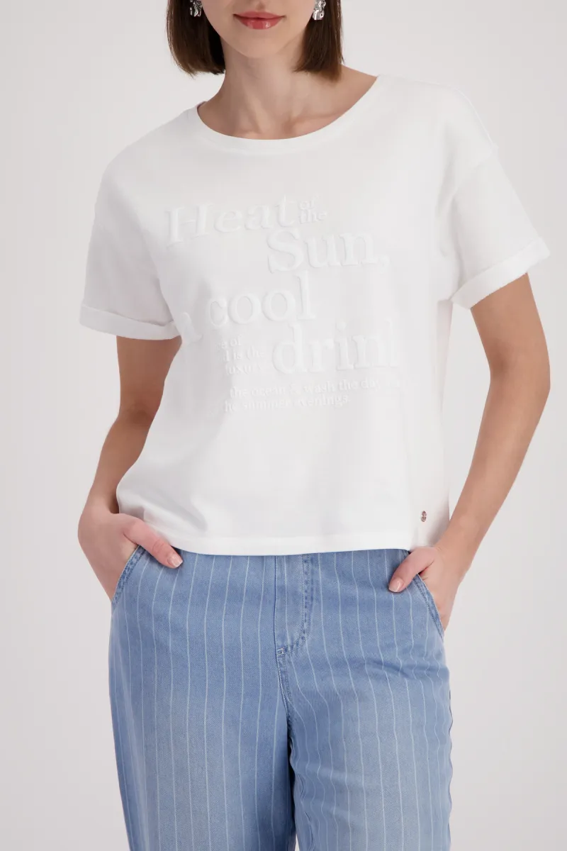 Monari-Sweatshirt with toned lettering-410973-105 Cream-CREME