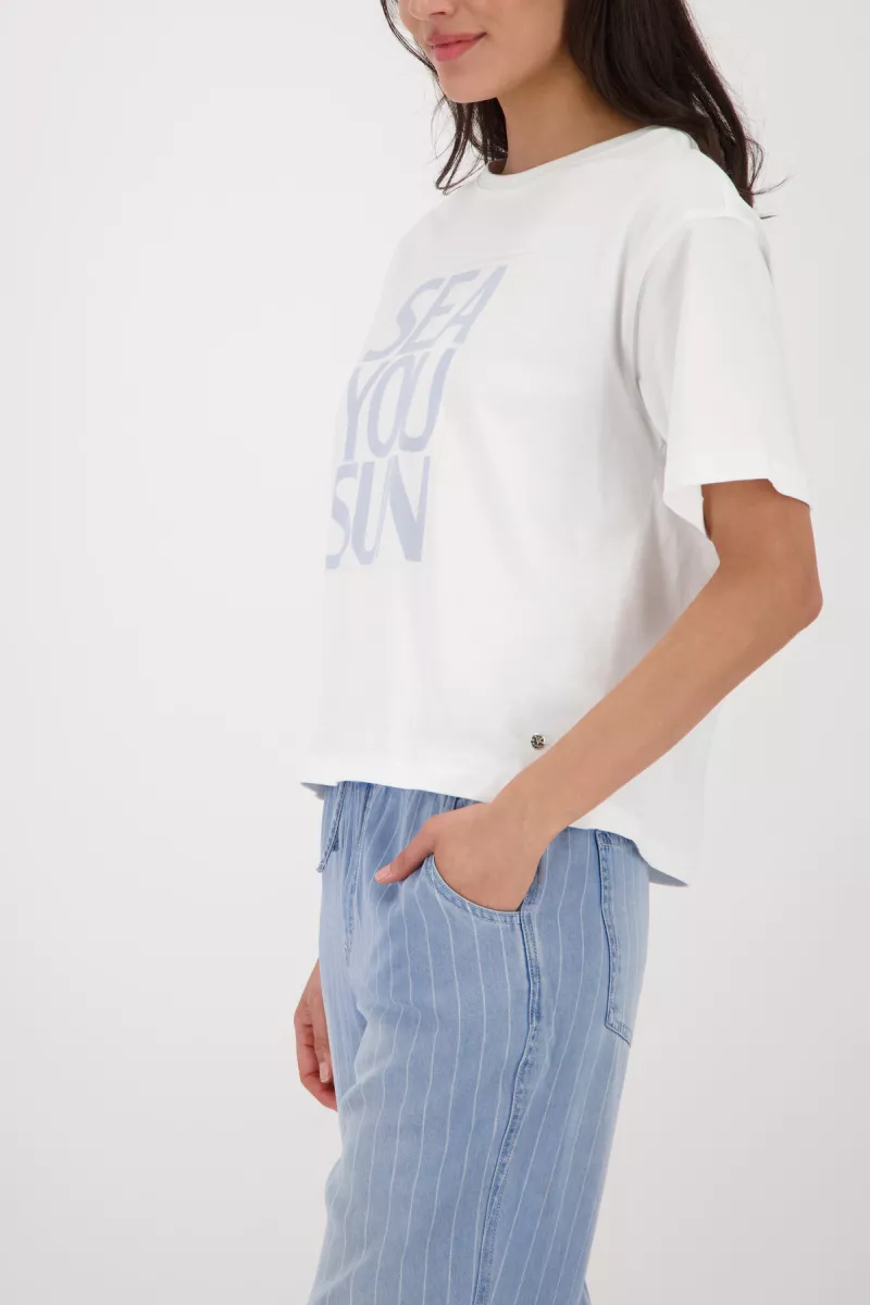 Monari-T-shirt with lettering-410634-105 Cream-CREME