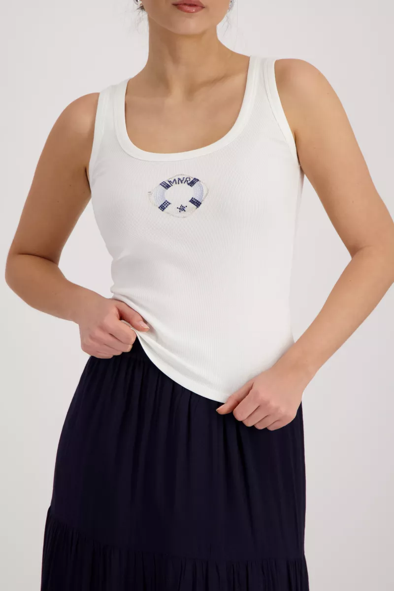 Monari-Top with mini print-410621-105 Cream-WIT