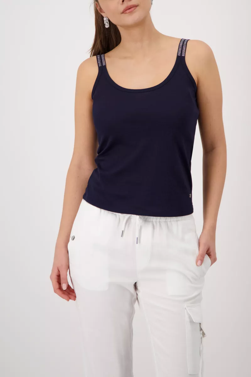 Monari-Top with sequin straps-410712-755 Marine-MARINE