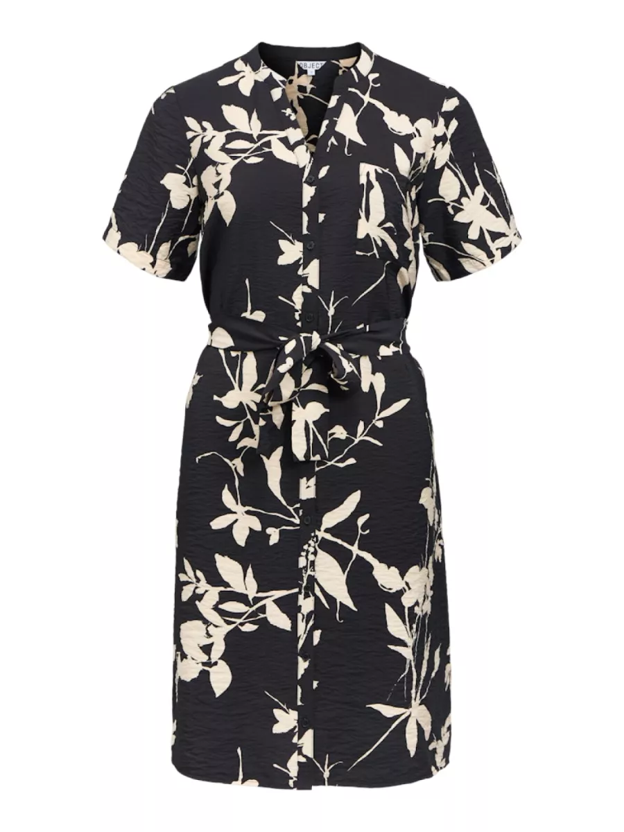 OBJECT-OBJJACIRA S/S SHIRT DRESS NOOS-23043488-Black Aop Sandshell-ZWART COMBINATIES