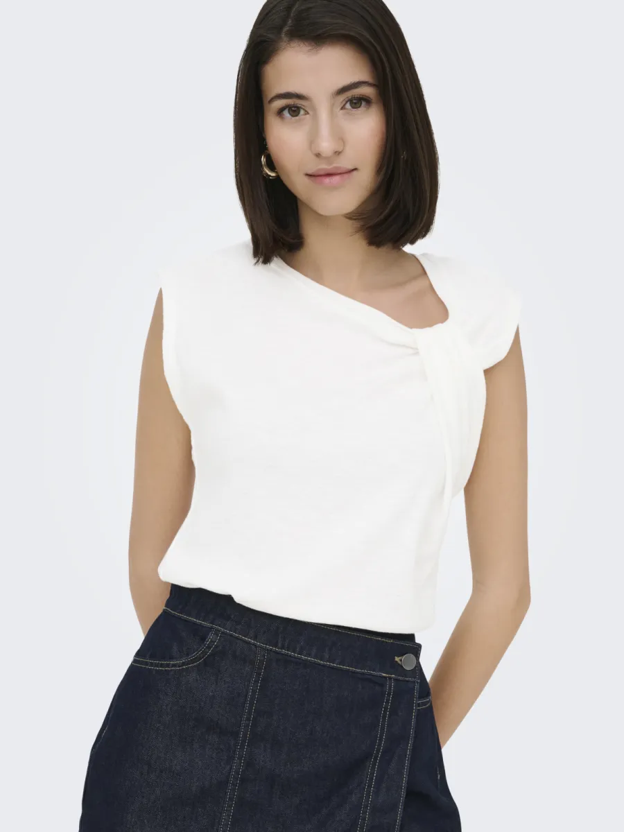 ONLY-JDYAMY S/L KNOT TOP JRS-15369975-Cloud Dancer-CREME