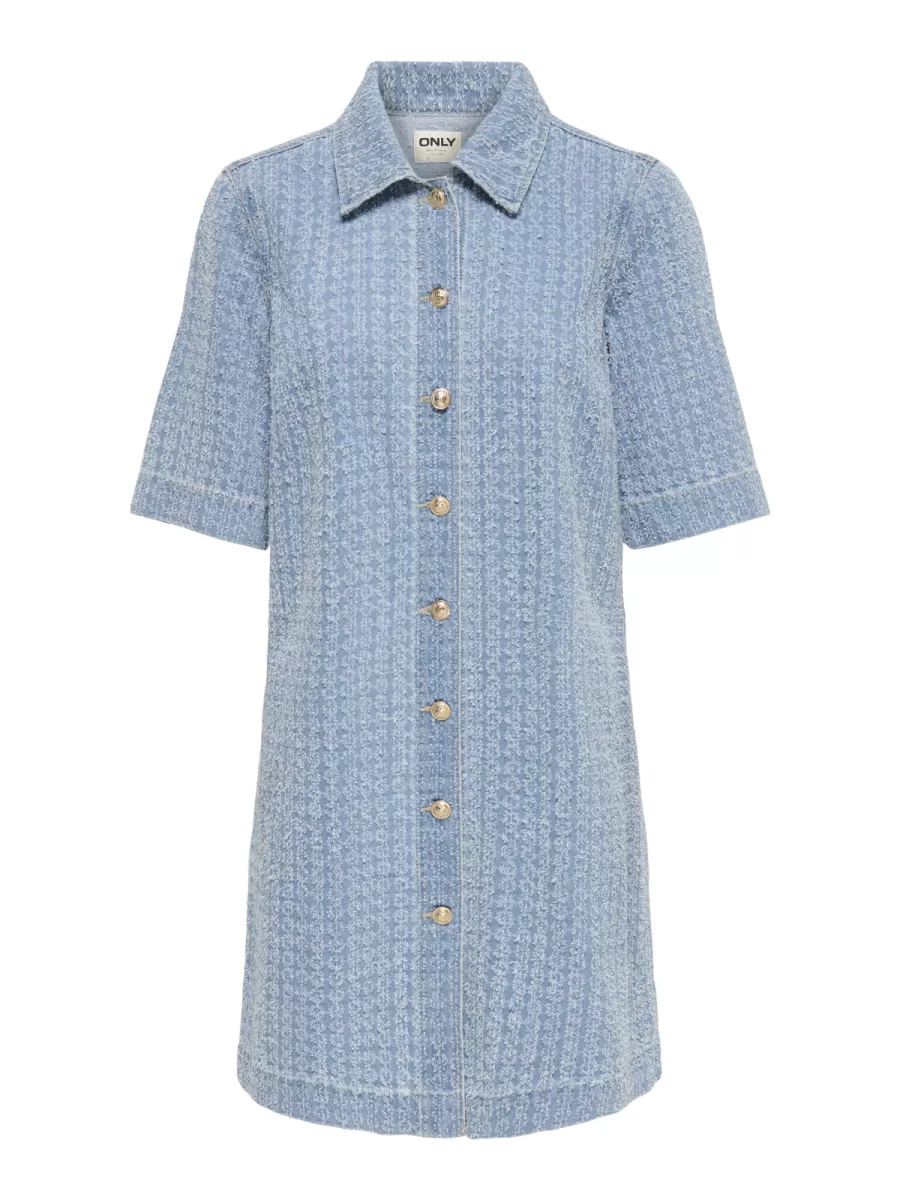 ONLY-ONLBELLE BOUCLE S/S DNM DRESS BJ-15371185-Light Blue Denim-LICHT DENIM