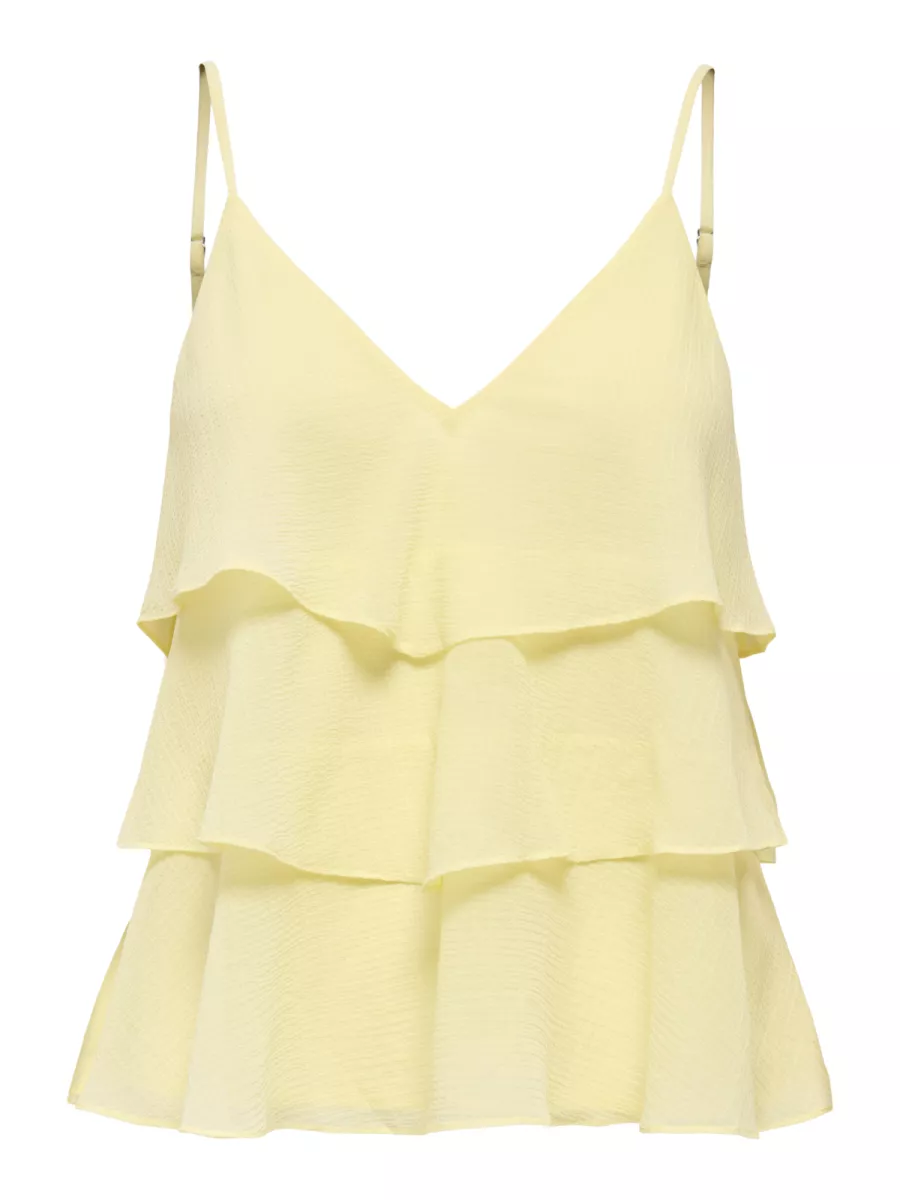 ONLY-ONLLINN LIFE FLOUNCE SINGLET WVN NO-15351364-Double Cream-CREME