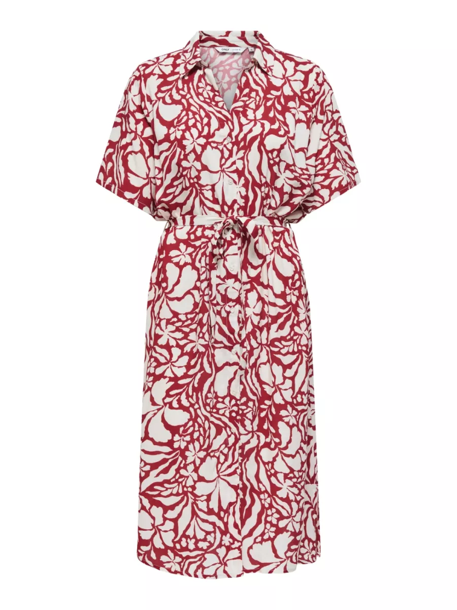 ONLY-ONLYASMIN S/S SHIRT DRESS WVN NOOS-15357241-Cloud Dancer Tania Flower-CREME