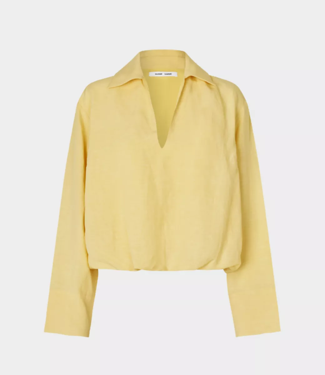 Samsoe Samsoe-Sadaphne shirt 15262-F26100024-130922TCX Straw-GEEL