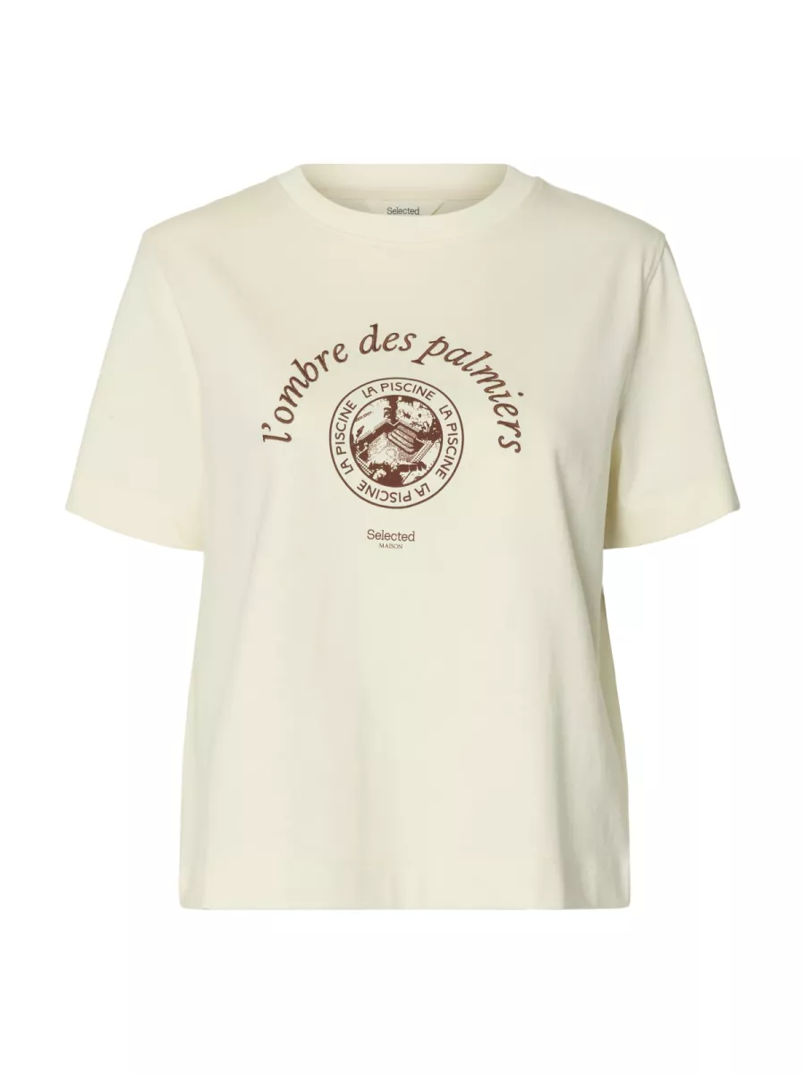 Selected Femme-SLFELISA SS TEE-16101473-Egret Potters Clay-CREME