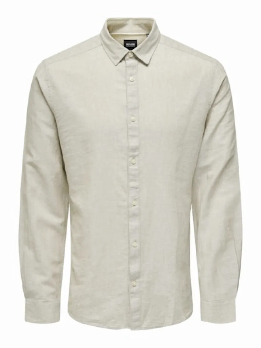 SONS-ONSCAIDEN LS SOLID LINEN SHIRT NOOS-22012321-Chinchilla-BRUIN