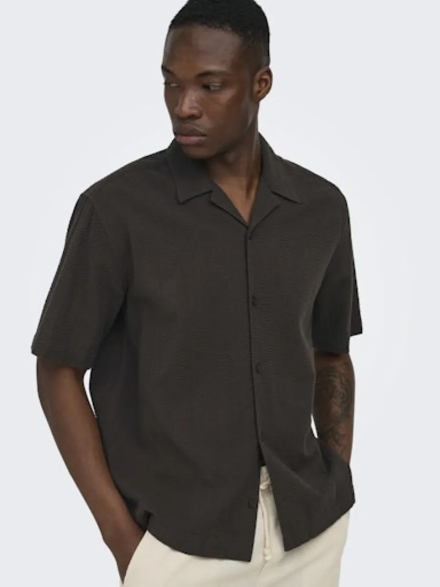 SONS-ONSCRUZ RLX SEERSUCKER RESORT SS SH-22038003-Black coffee-CAFE