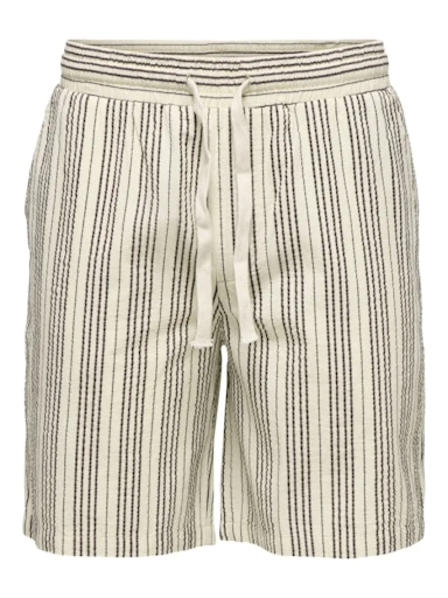 SONS-ONSCRUZ SEERSUCKER JOGGER SHORTS-22038002-Antique white-WIT
