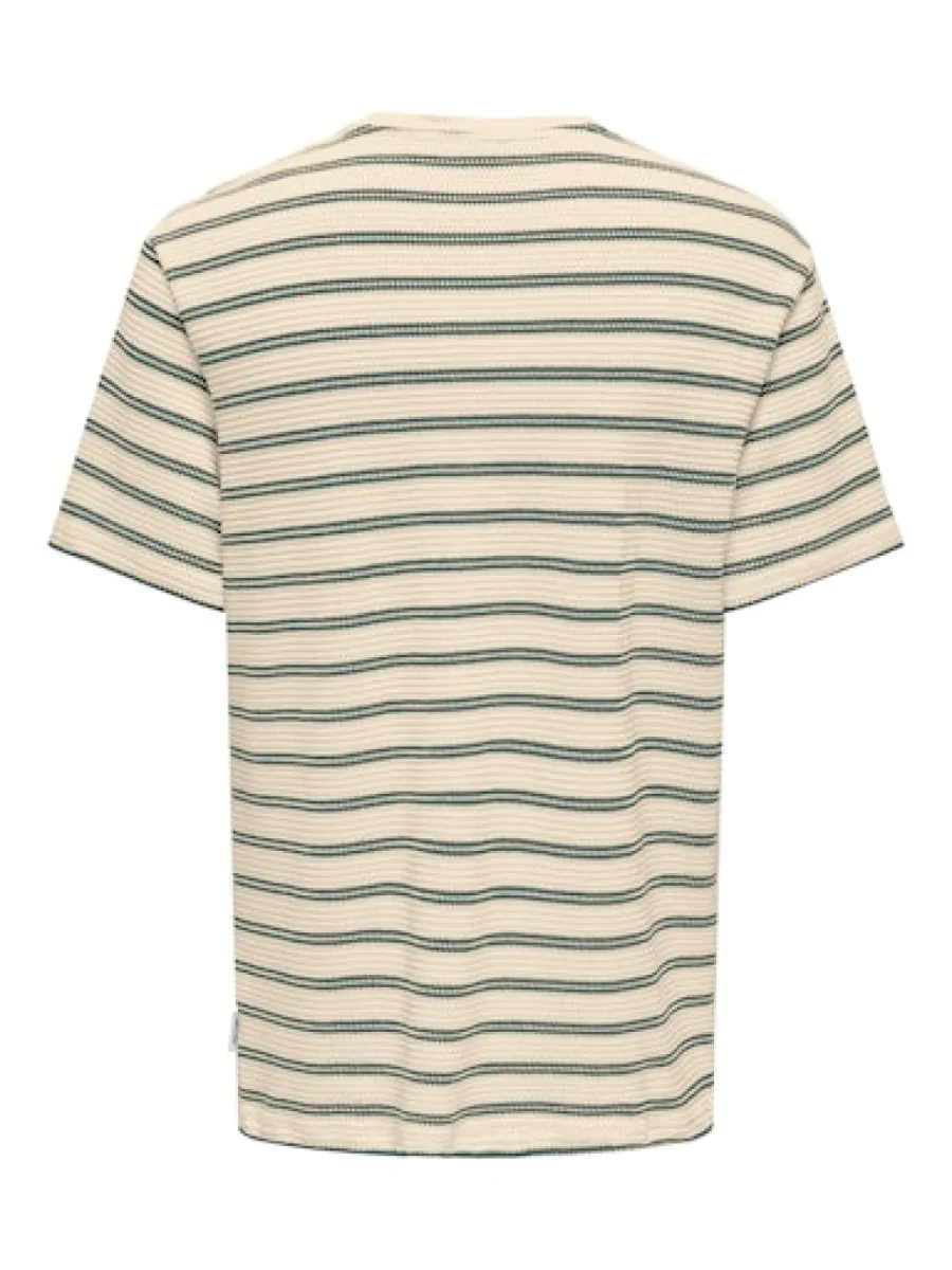 SONS-ONSIAN REG SS STRIPE STRUCT TEE-22032819-Mallard green-GROEN
