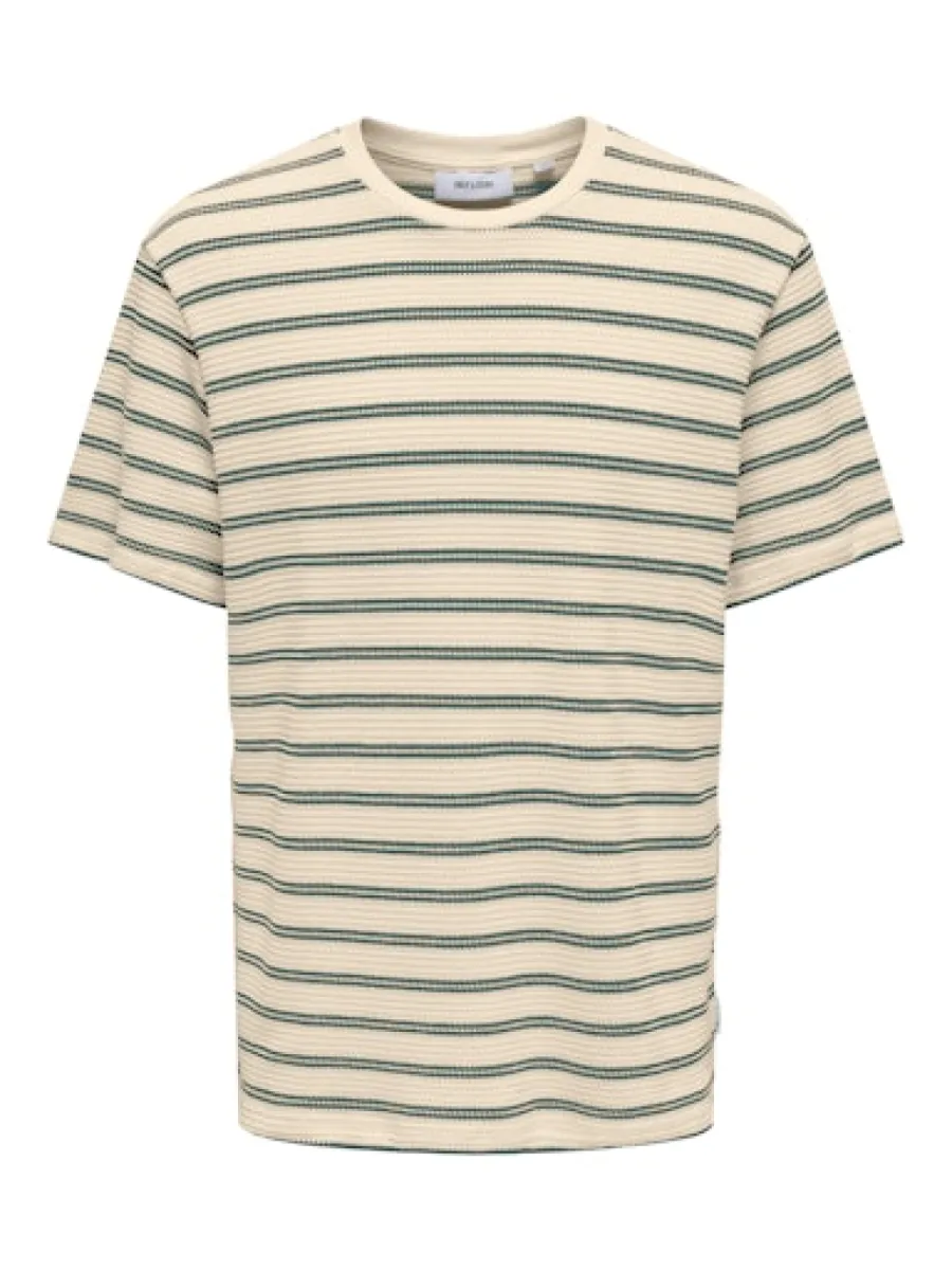 SONS-ONSIAN REG SS STRIPE STRUCT TEE-22032819-Mallard green-GROEN