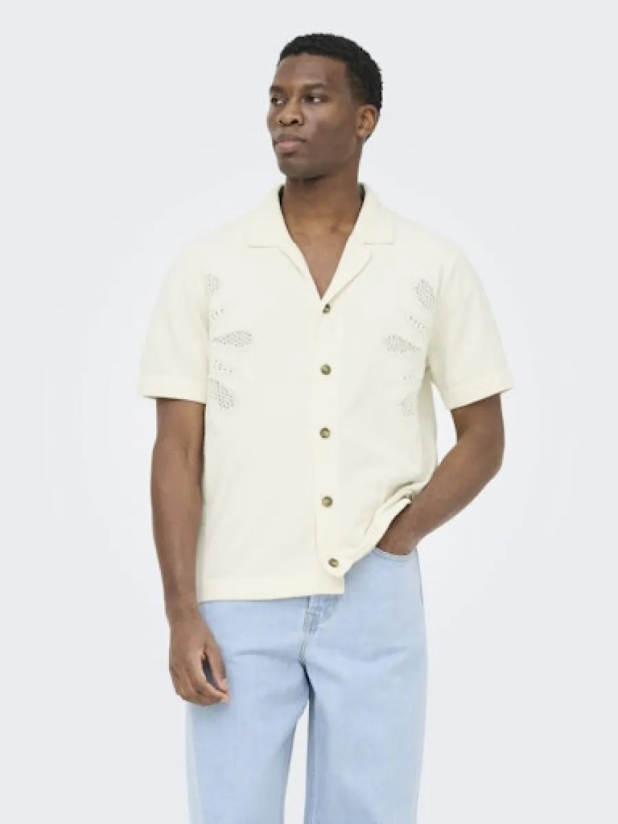 SONS-ONSJAM LIFE REG SS SHIRT KNIT-22037745-Egret-CREME